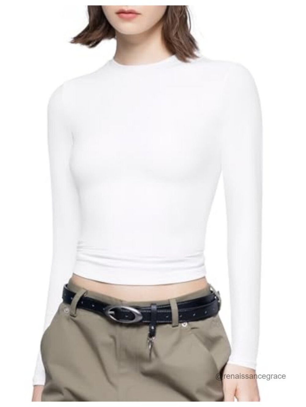 Women's Long Sleeve Crew Neck Slim Fit T-Shirt Lightweight Stretch Tee